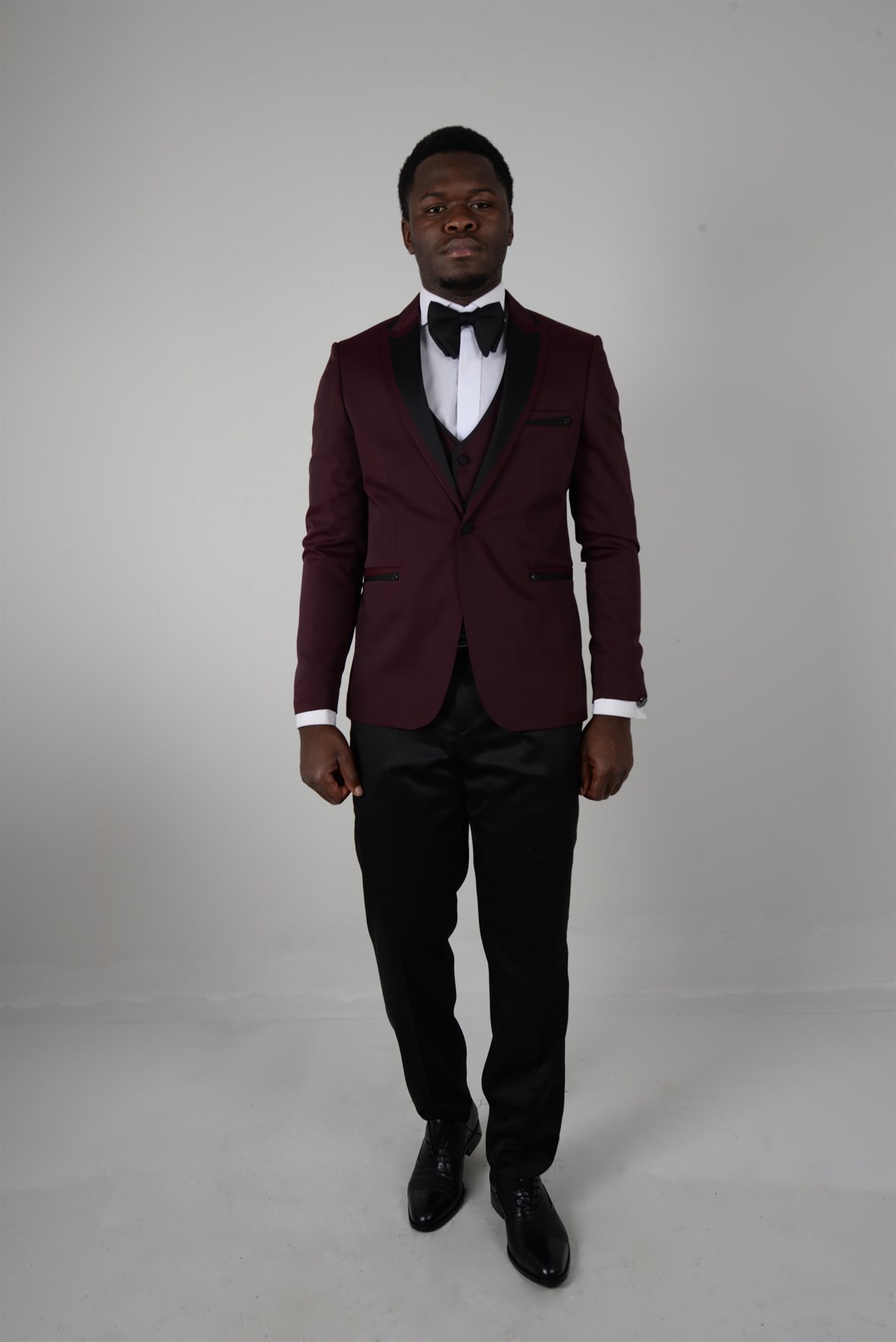 Maserto Slim Fit Bordo Damatlık Kendinden Desenli