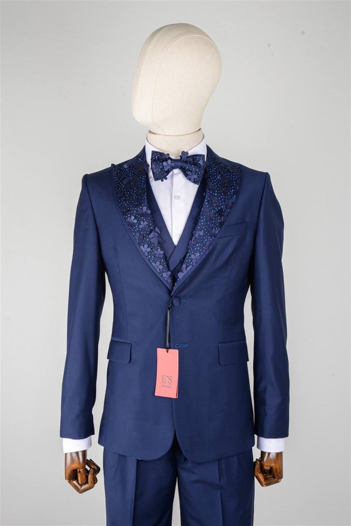 Maserto Slim Fit Lacivert Damatlık Düz Desenli