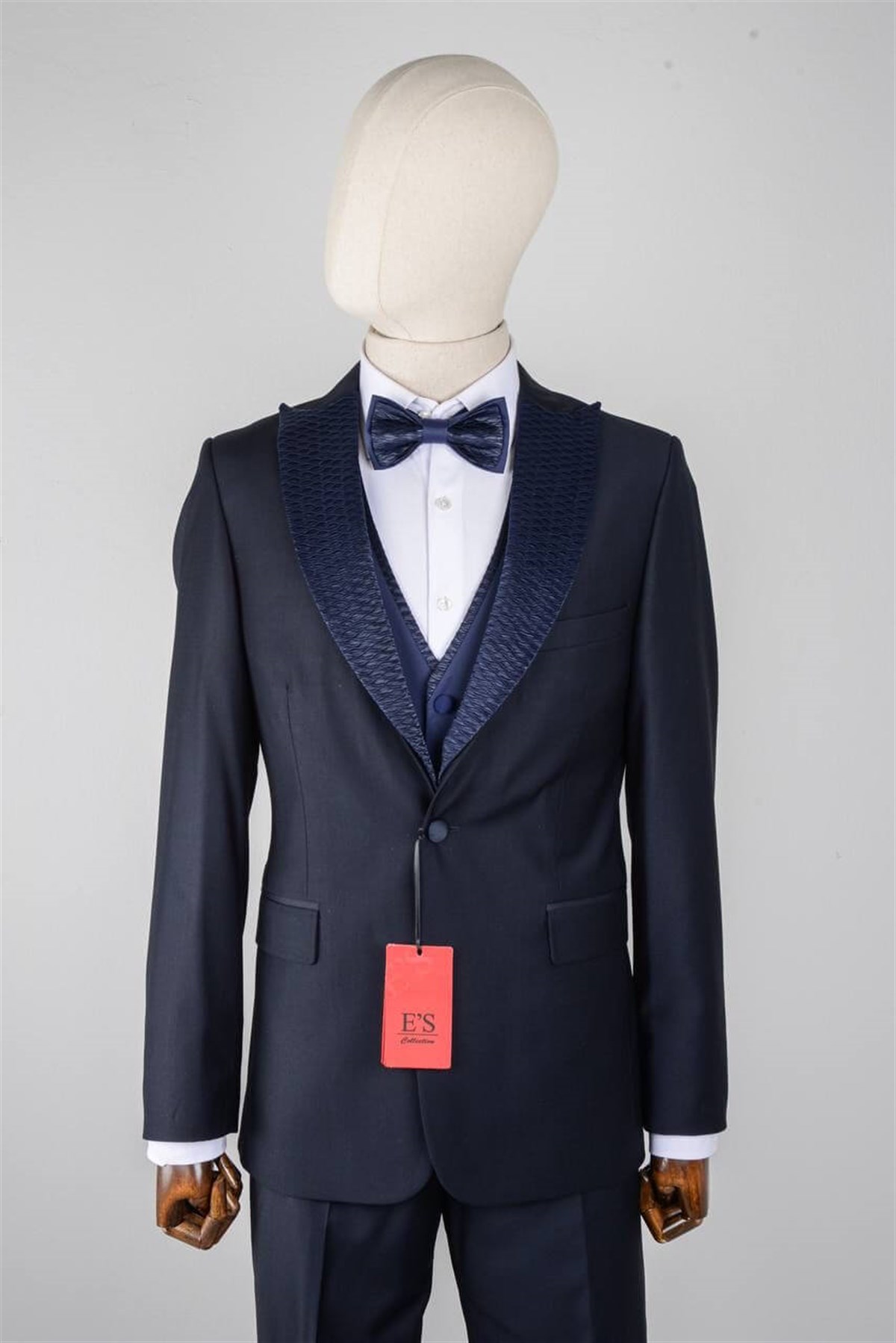 Maserto Slim Fit Lacivert Damatlık Düz Desenli