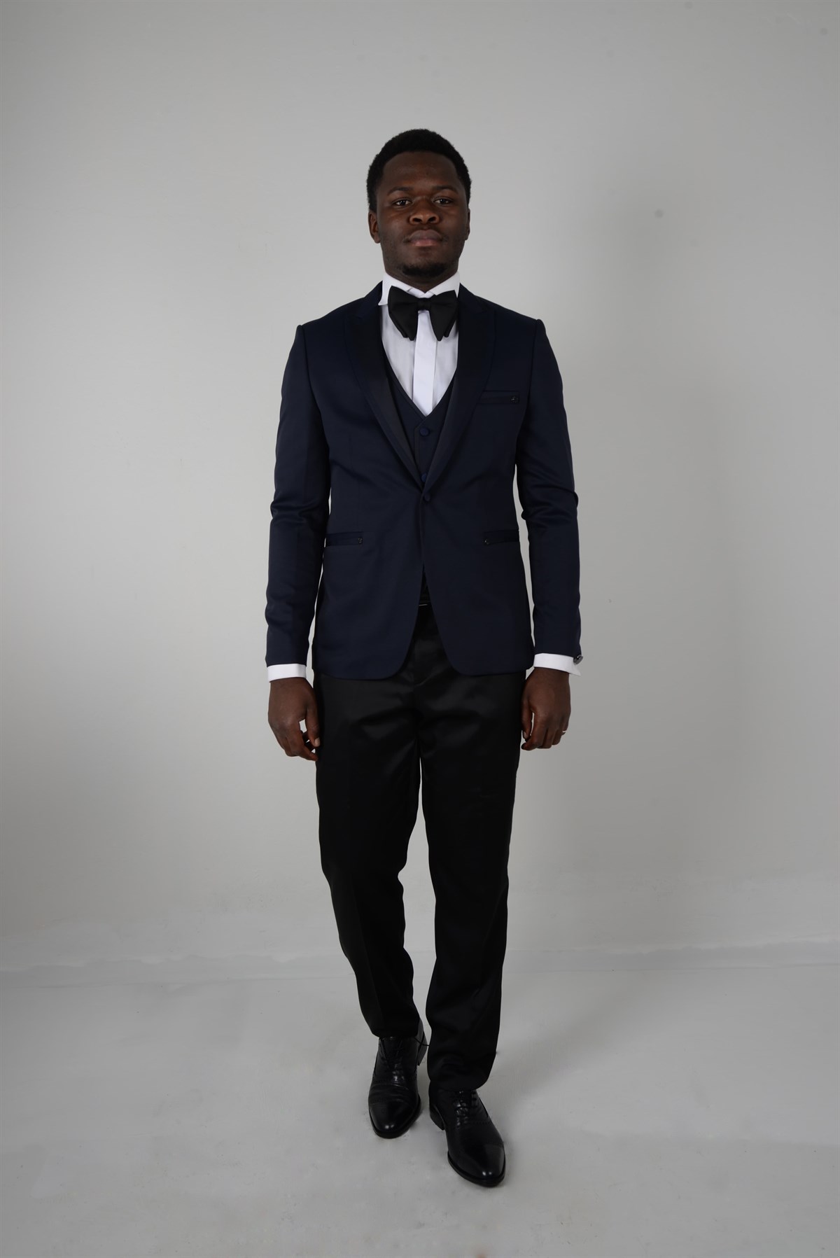 Maserto Slim Fit Lacivert Damatlık Kendinden Desenli