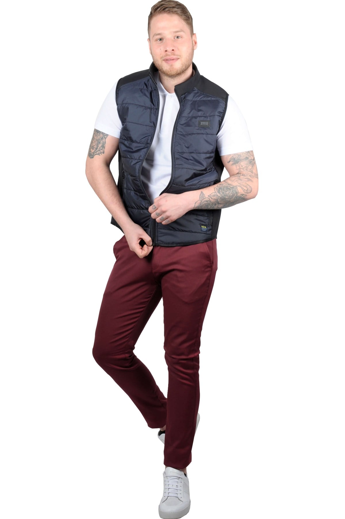 Maserto Slim Fit Lacivert Spor Yelek