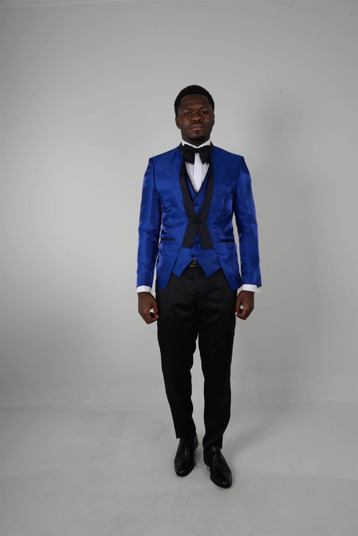 Maserto Slim Fit Mavi Smokin Düz Desenli