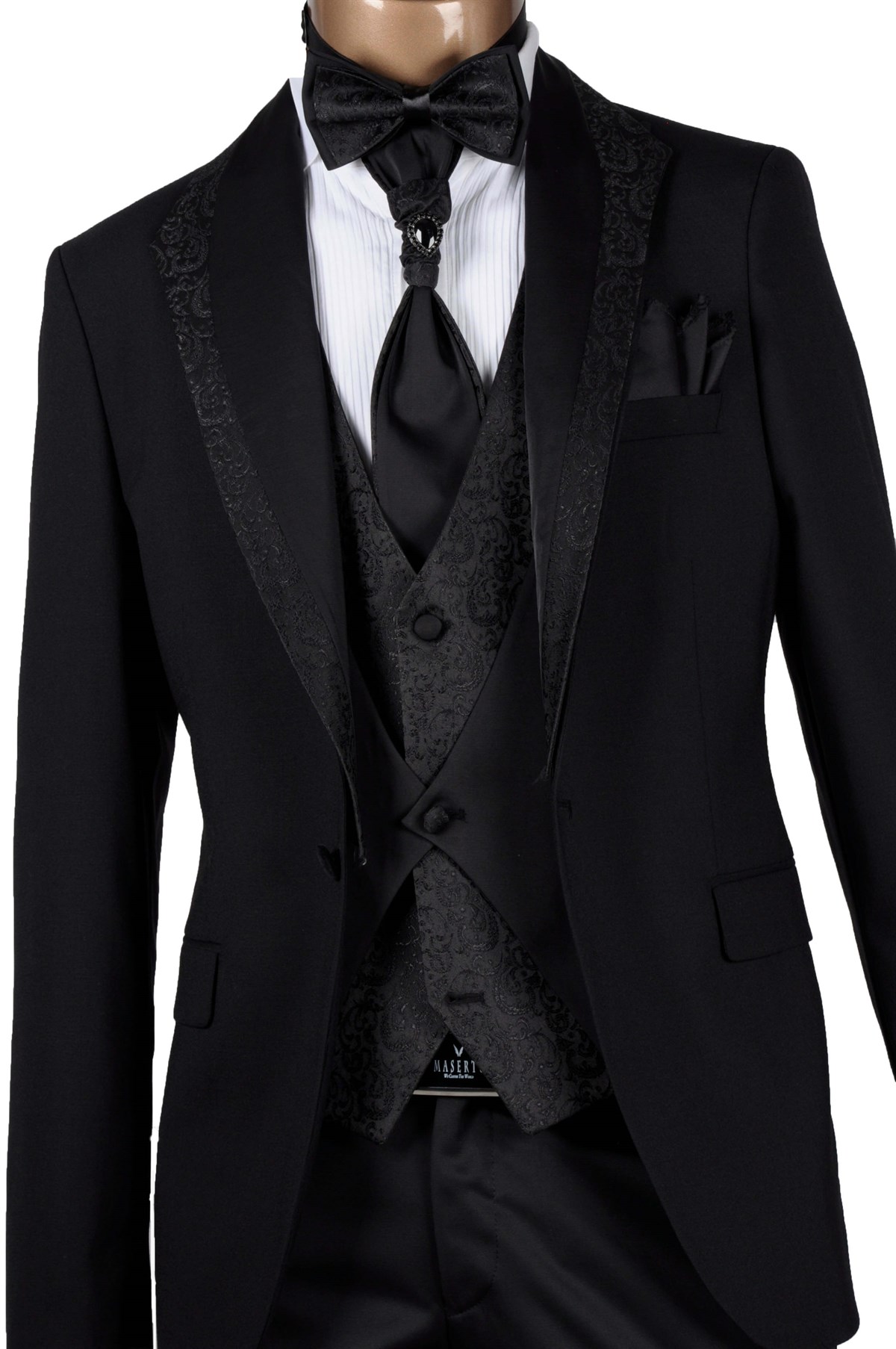 Maserto Slim Fit Özel Siyah Damatlık