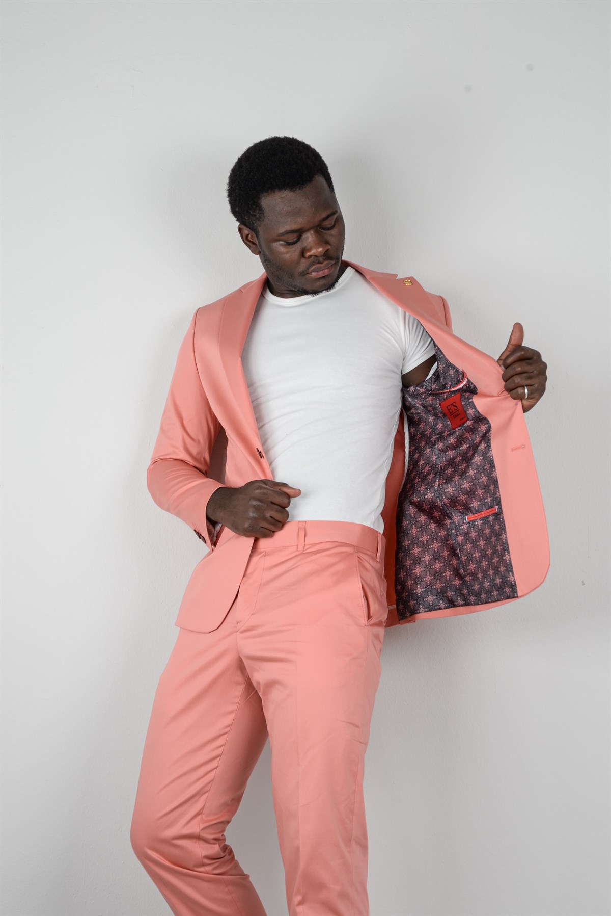 Maserto Slim Fit Pembe Ceket Düz Desenli