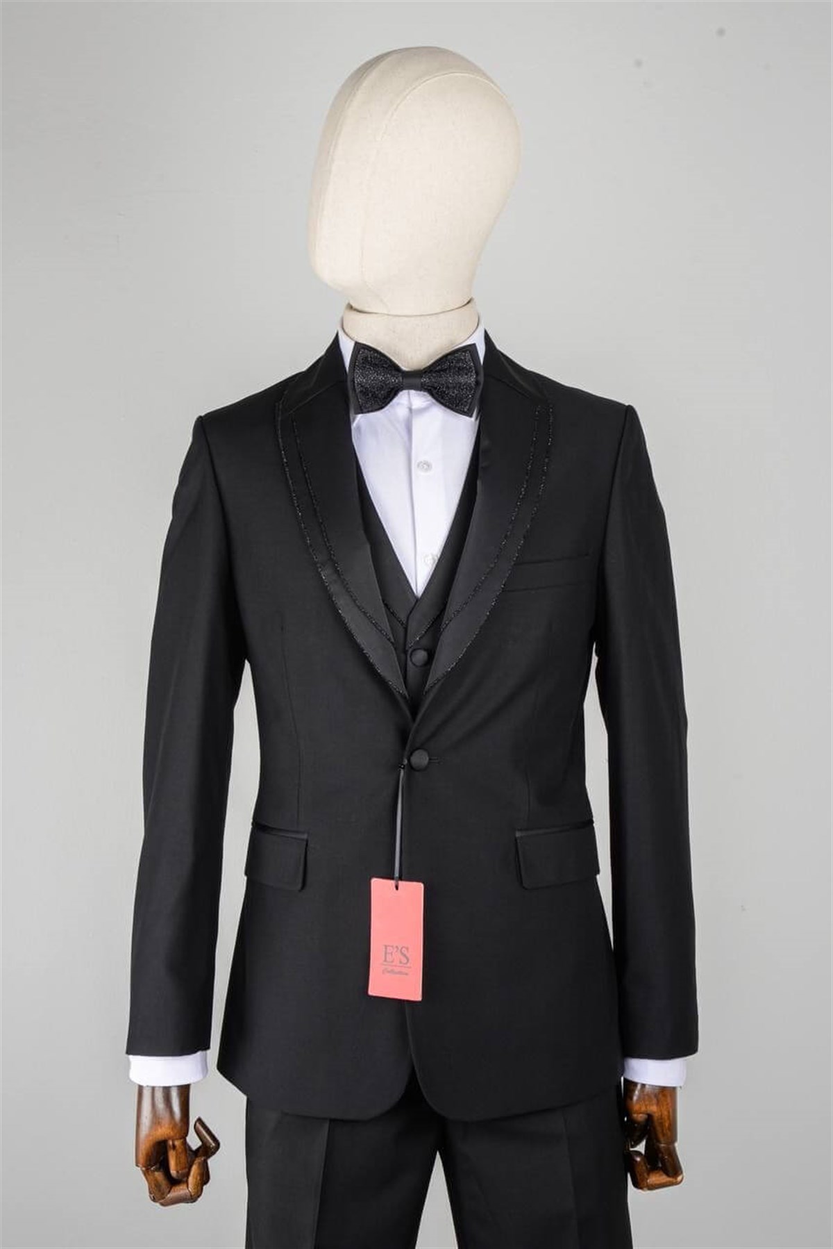 Maserto Slim Fit Siyah Damatlık Düz Desenli