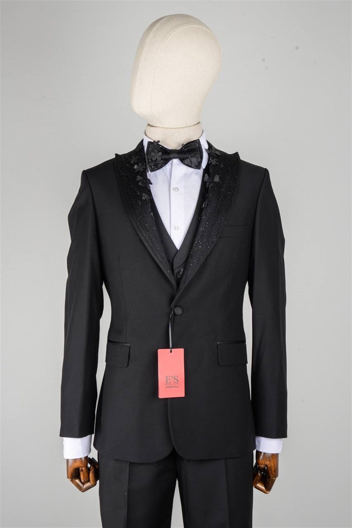 Maserto Slim Fit Siyah Damatlık Düz Desenli