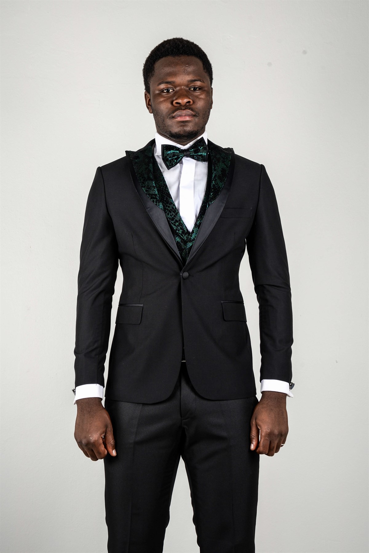 Maserto Slim Fit Siyah Özel Dikim Damatlık