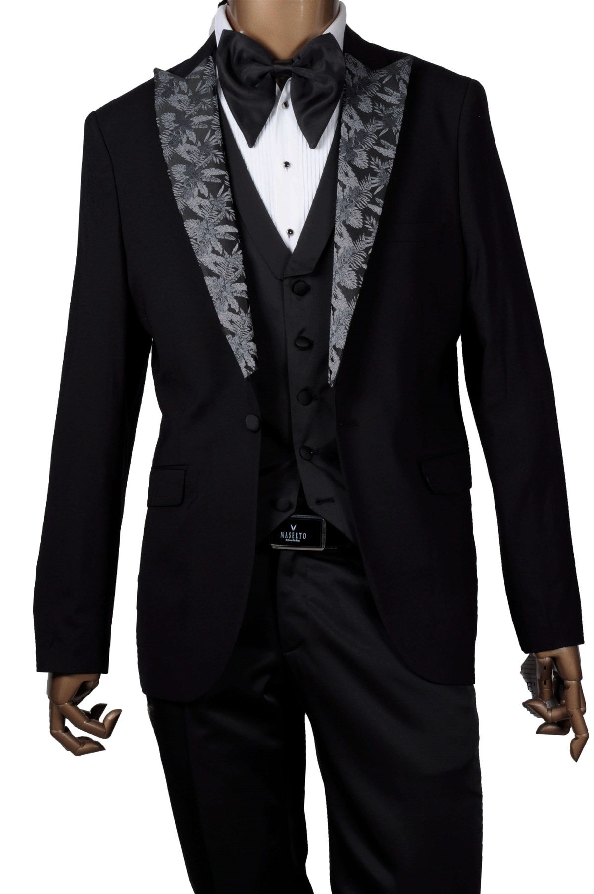 Maserto Slim Fit Siyah Özel Siyah Damatlık