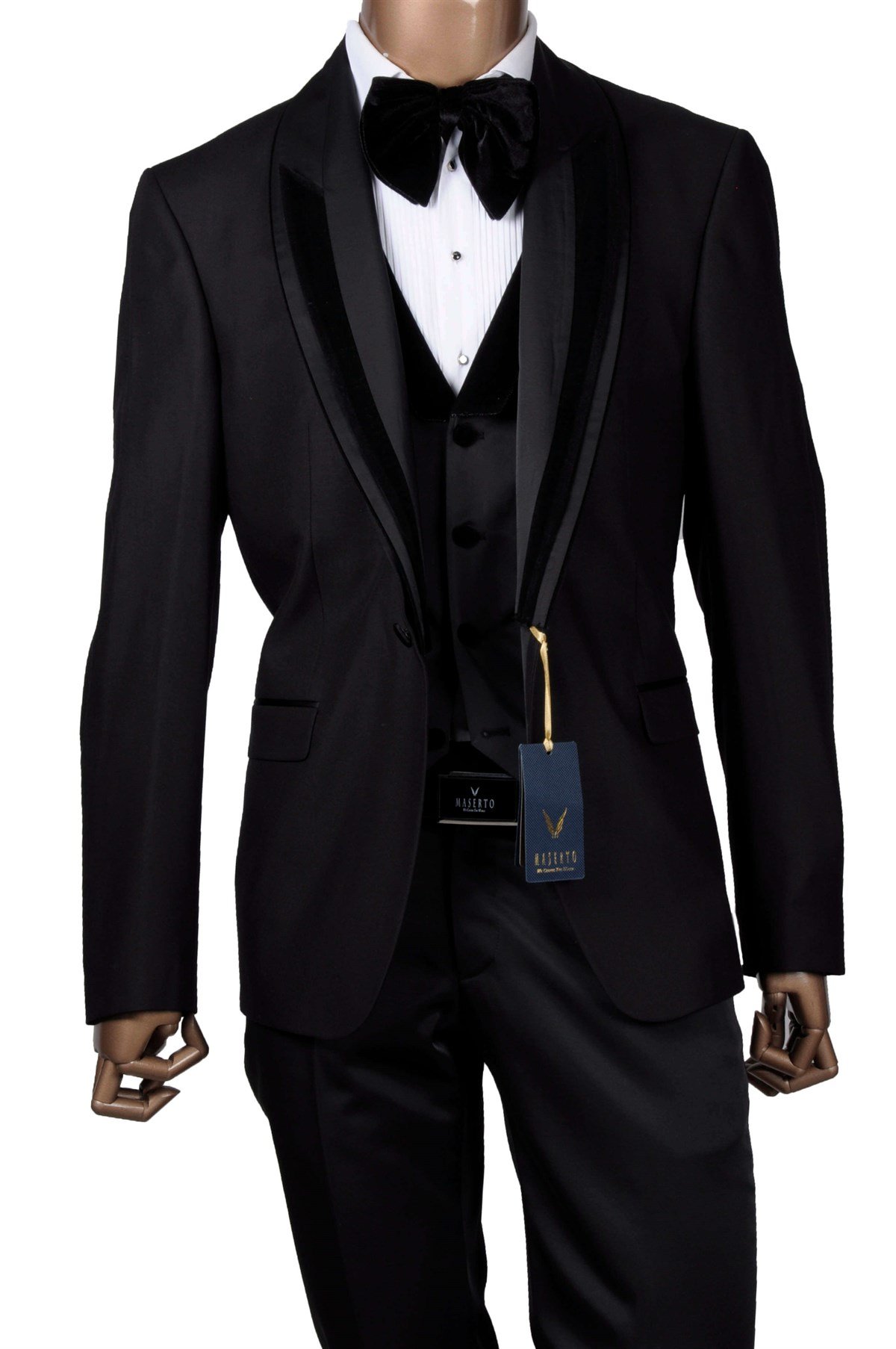 Maserto Slim Fit Siyah Özel Siyah Damatlık