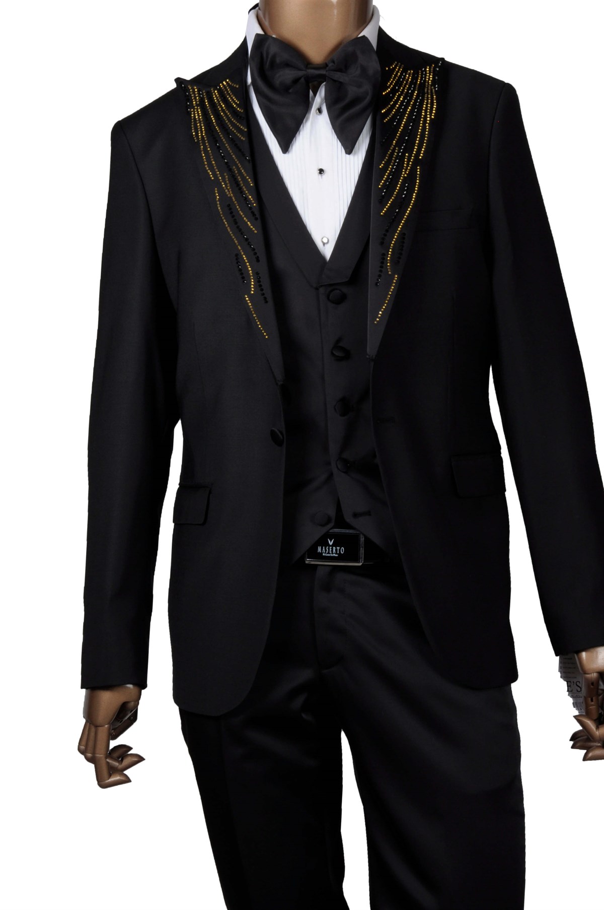 Maserto Slim Fit Siyah Özel Siyah Damatlık