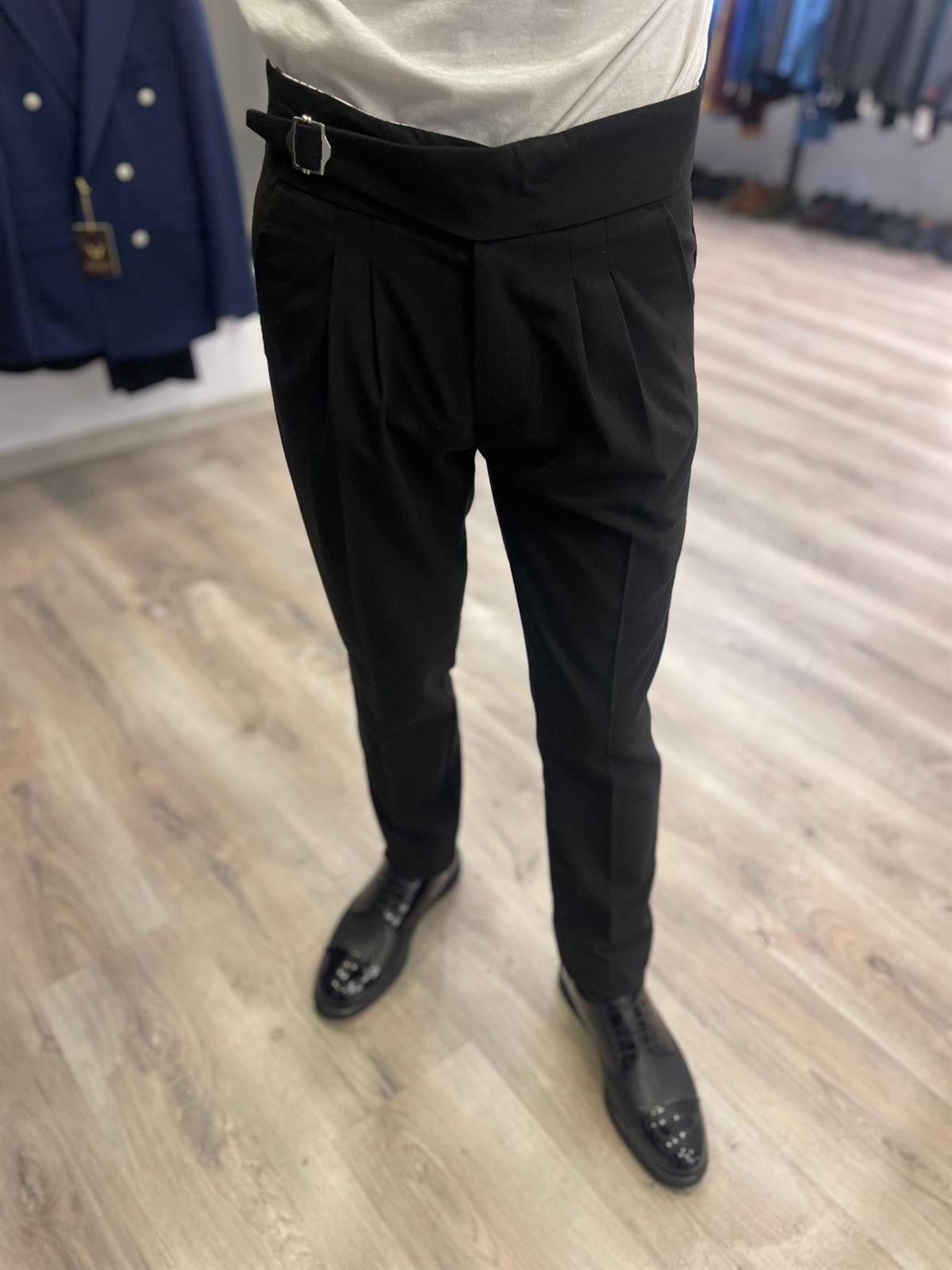 Maserto Slim Fit Siyah Pantolon Düz Desenli