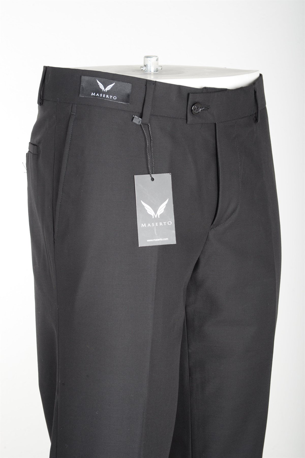 Maserto Slim Fit Siyah Pantolon Düz Desenli