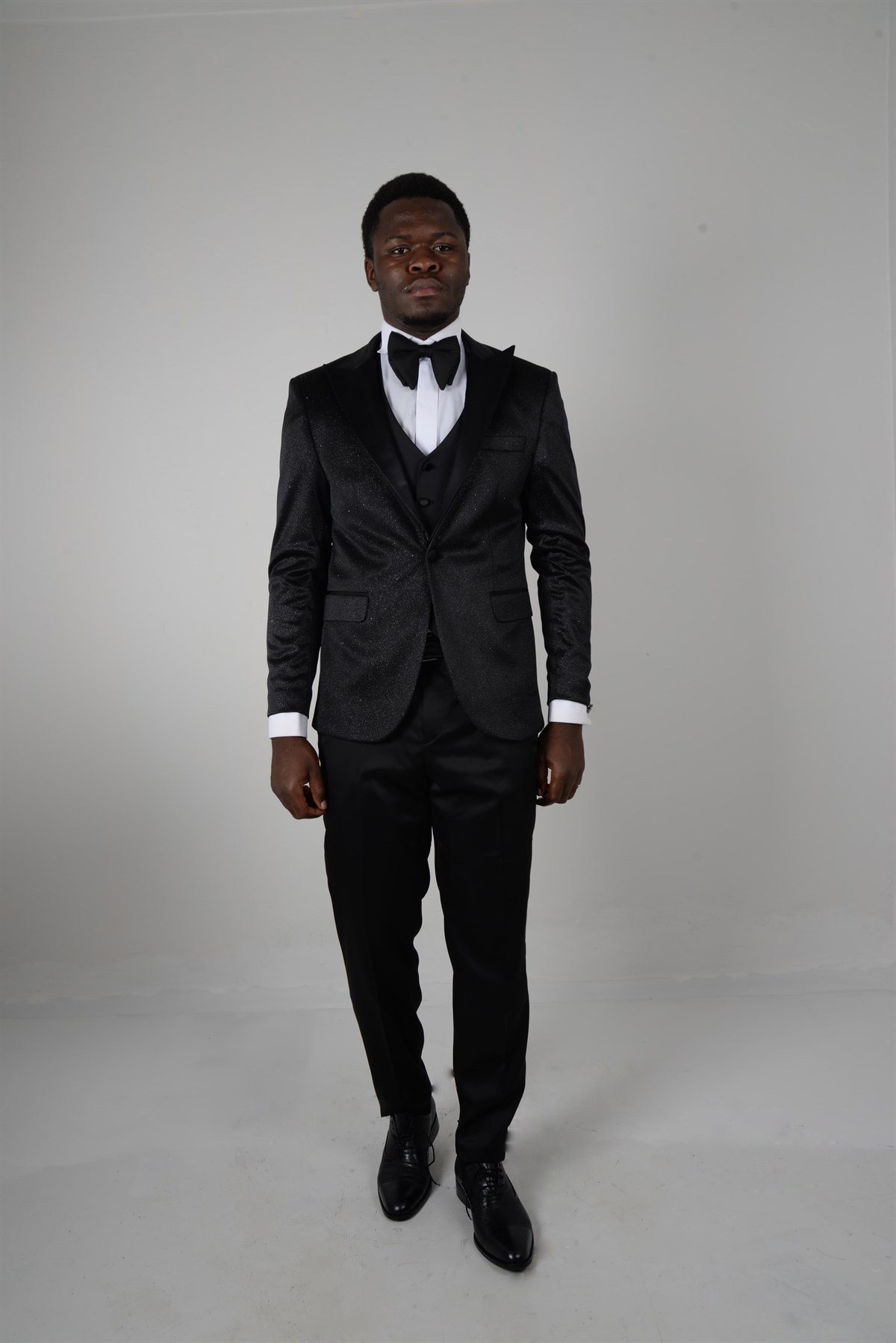 Maserto Slim Fit Siyah Smokin Parlak Desenli