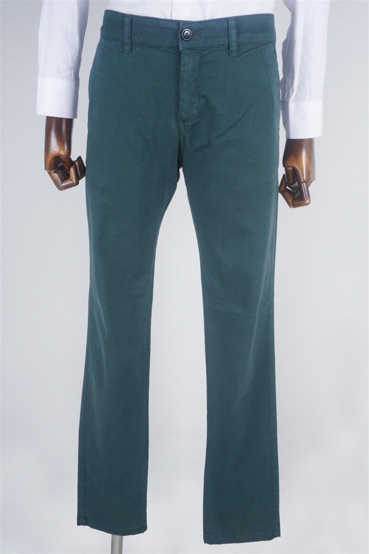 Maserto Slim Fit Yeşil Pantolon Düz Desenli