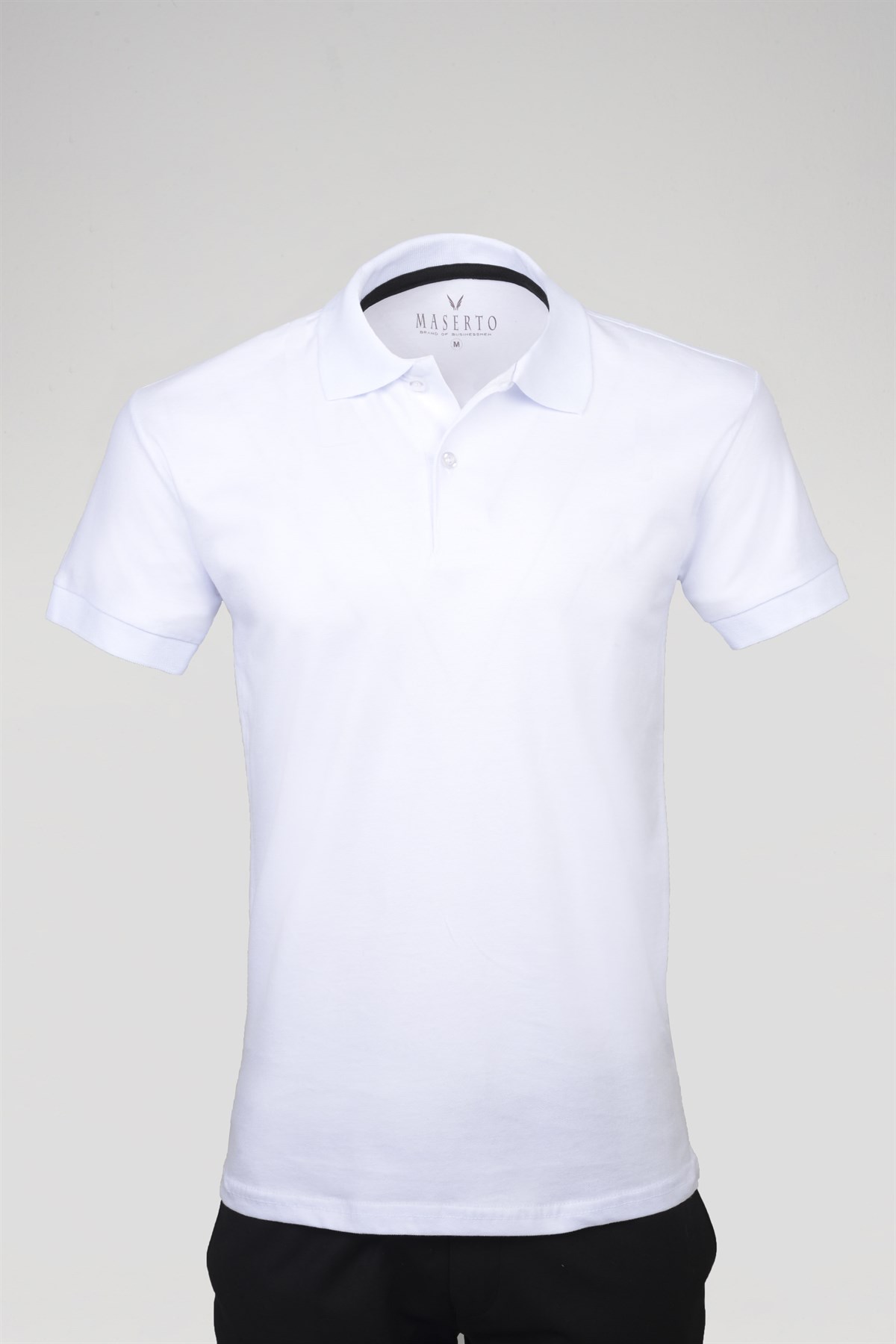 Maserto Slim Fit Polo Yaka Beyaz T-Shirt | maserto.com