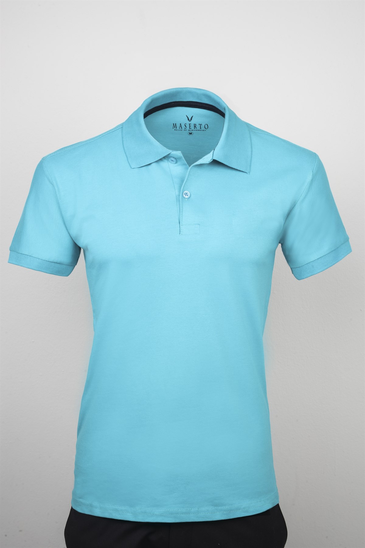 Maserto Slim Fit Polo Yaka Okyanus Mavi T-Shirt | maserto.com