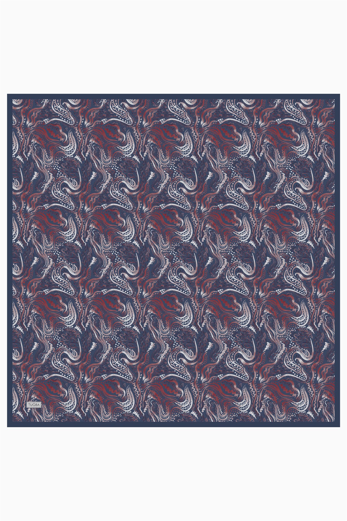 Rayon Twill Abstract Pattern Scarf - İndigo