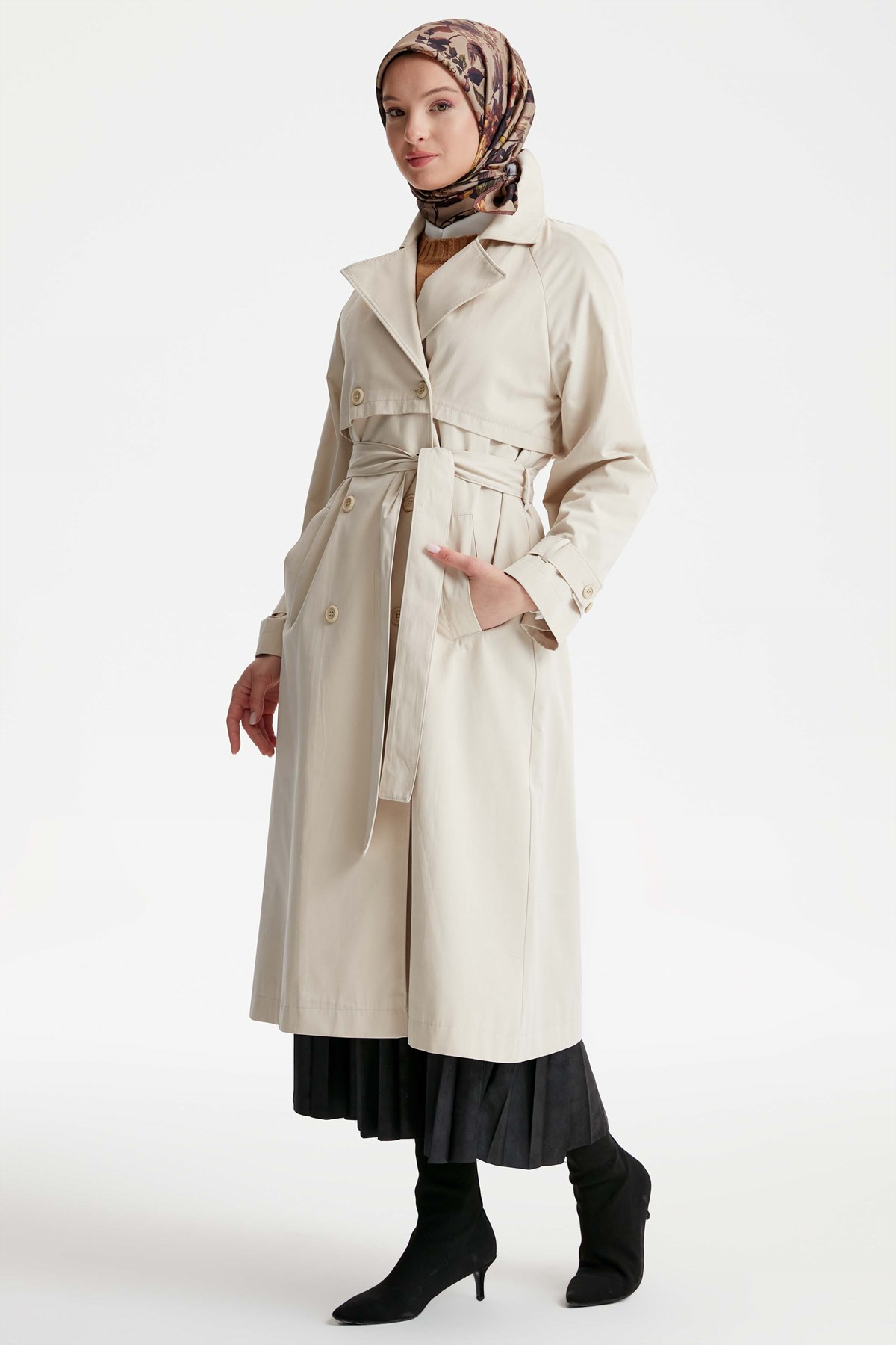 Wind -Belt Trench Coat - Beige