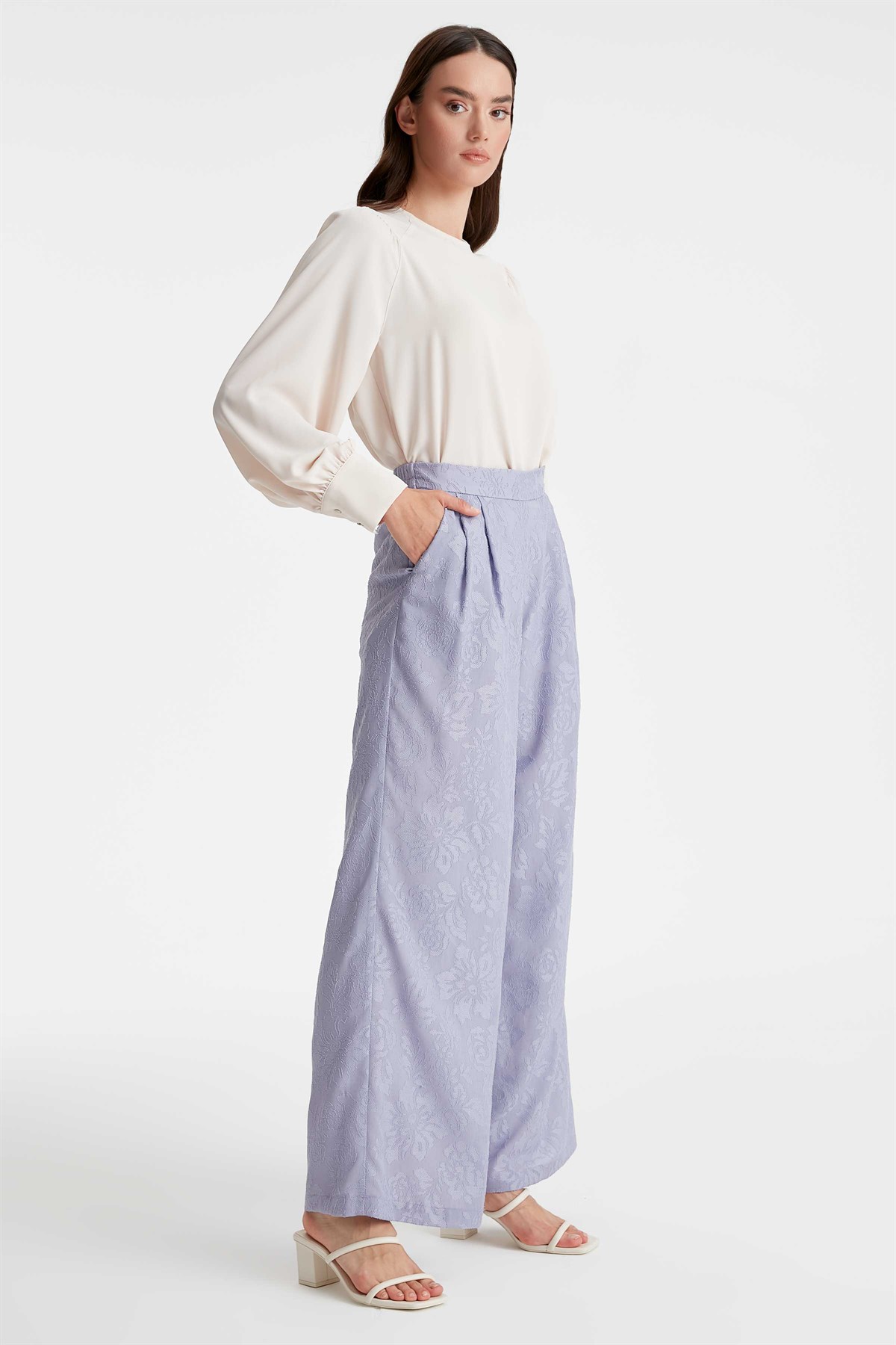Jacquard Single Pile Trousers - Lilac
