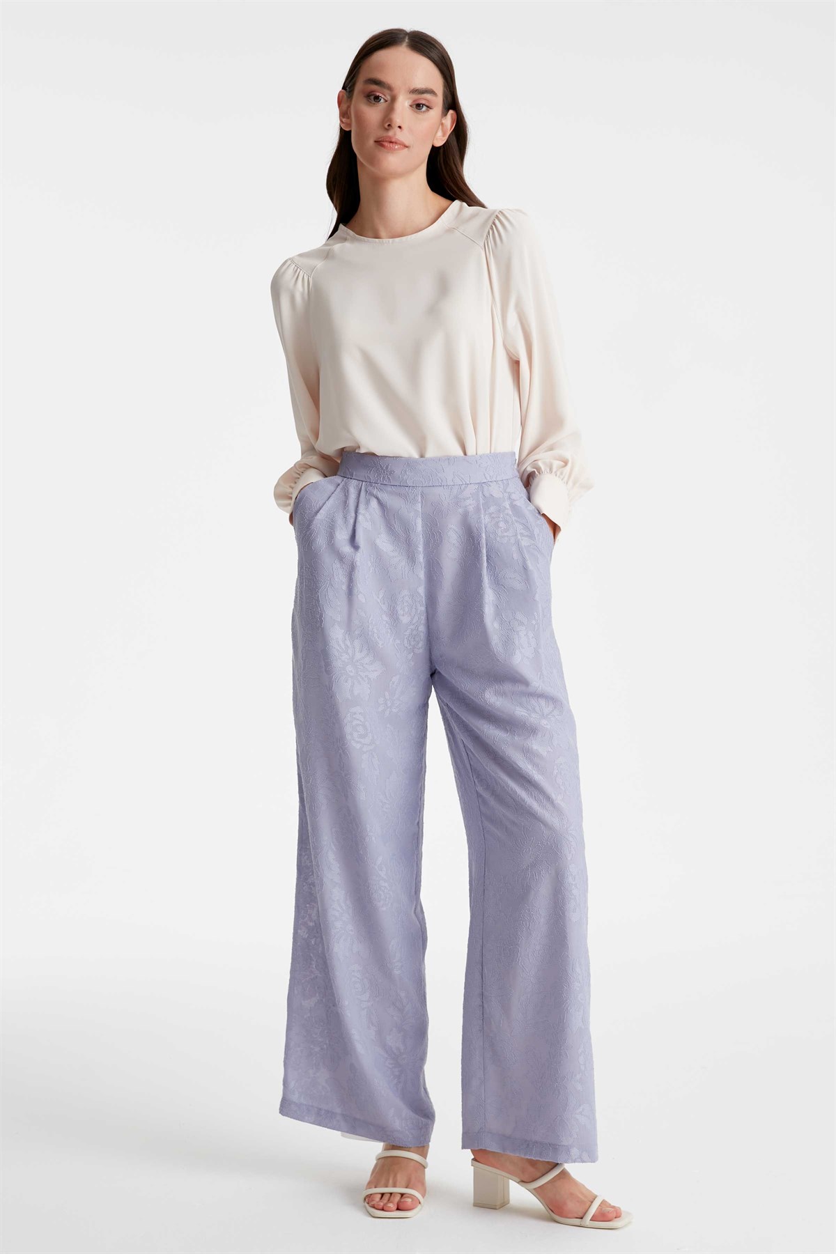 Jacquard Single Pile Trousers - Lilac