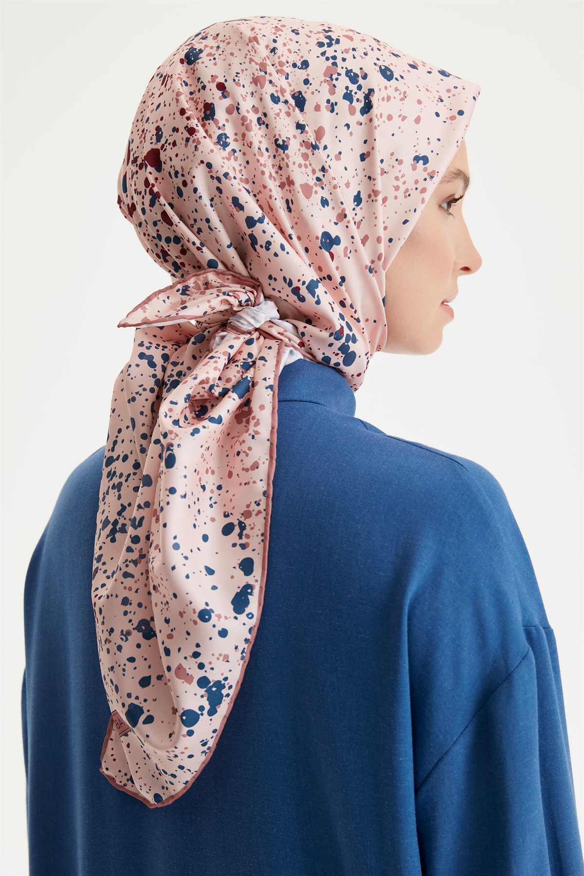 Rayon Twill Yağlı Boya Desen Eşarp - Pudra