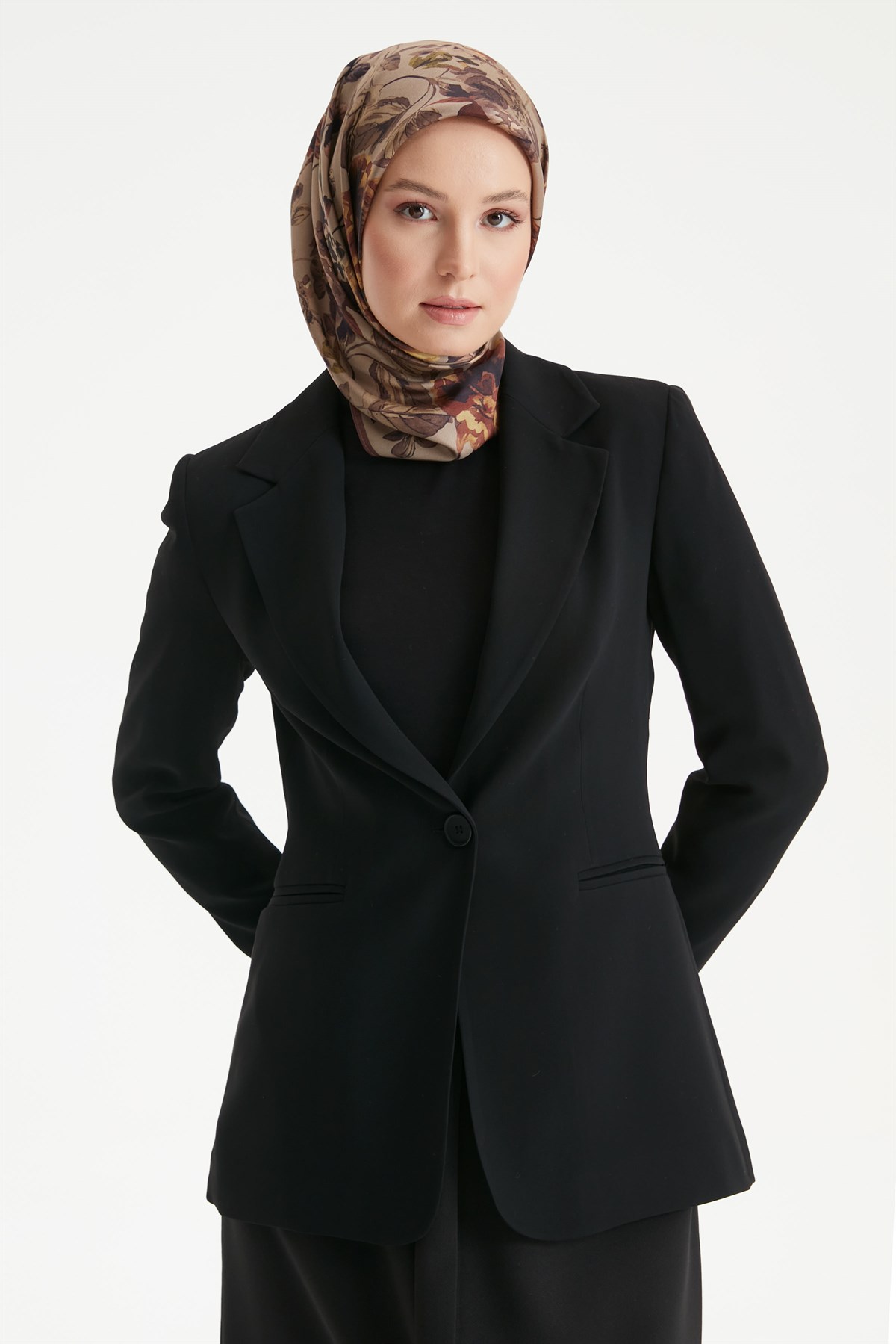 Tek Düğmeli Erkek Yaka Blazer Ceket - Siyah