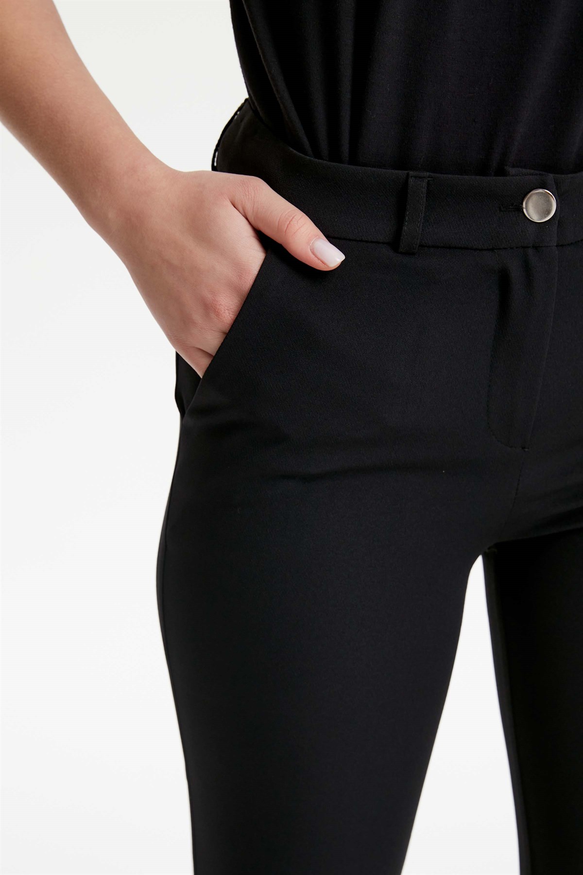 İspanyol Paça Basic  Pantolon - Siyah