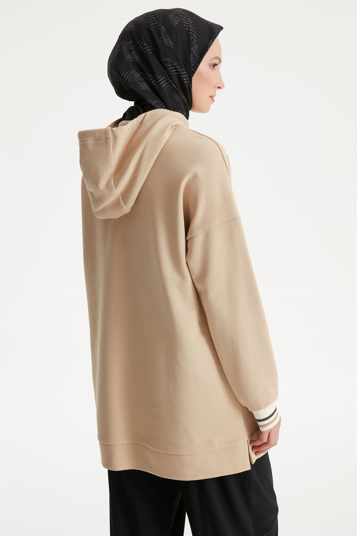 Kapüşonlu Oversize Sweatshirt - Camel
