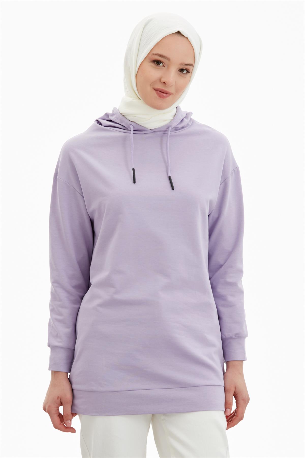 Kapüşonlu Sweatshirt - Lila