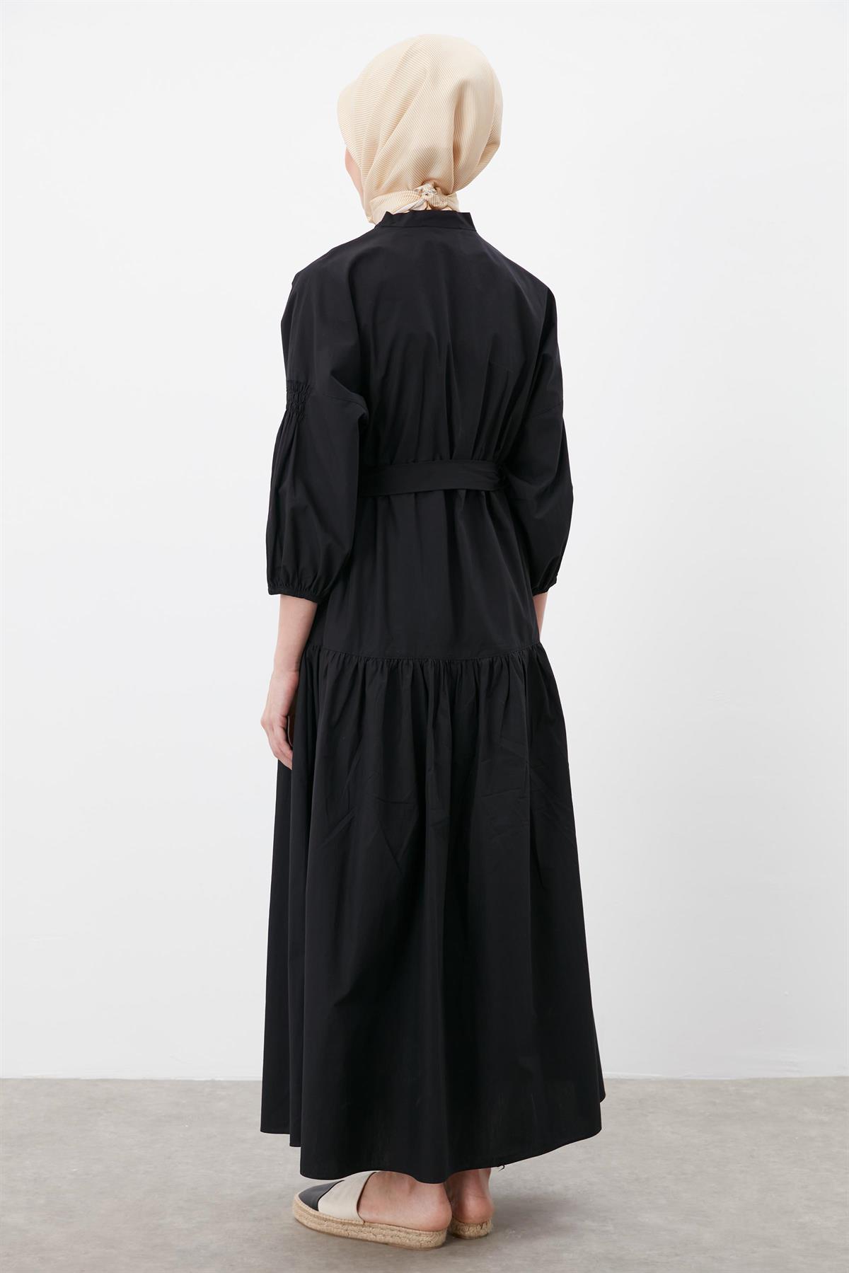 Truvakar Kol Pamuklu Elbise - Siyah