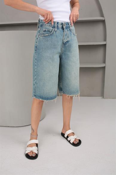 Açık Mavi Şehir Boy Denim Şort (1883-3)