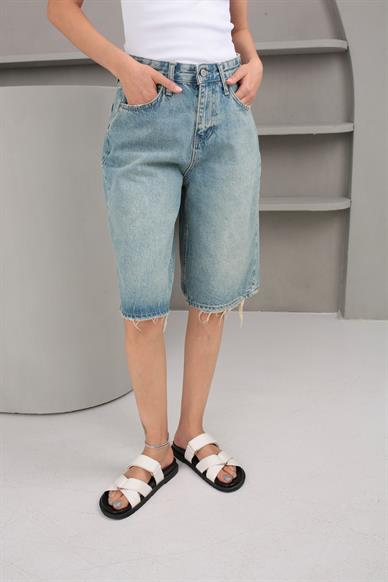 Açık Mavi Şehir Boy Denim Şort (1883-3)
