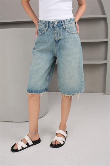Açık Mavi Şehir Boy Denim Şort (1883-3)