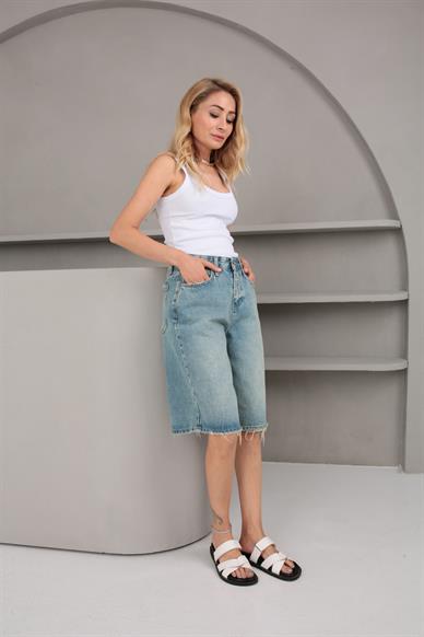 Açık Mavi Şehir Boy Denim Şort (1883-3)