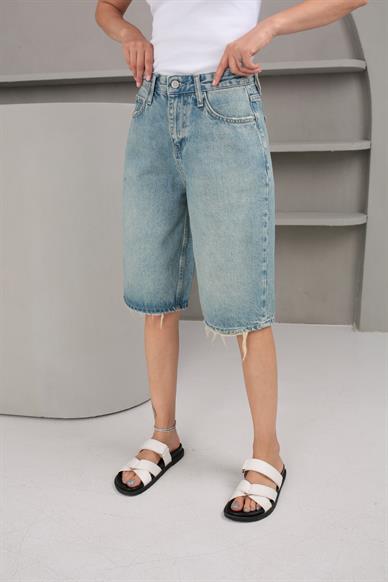 Açık Mavi Şehir Boy Denim Şort (1883-3)