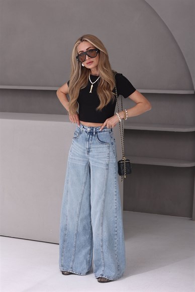 Açık Mavi Streamline Palazzo Jean(4565-4s6)