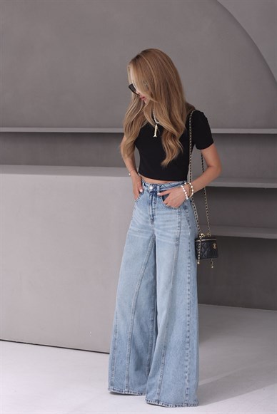 Açık Mavi Streamline Palazzo Jean(4565-4s6)