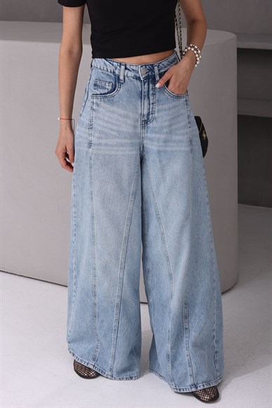 Açık Mavi Streamline Palazzo Jean(4565-4s6)