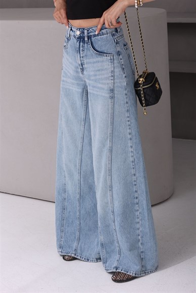 Açık Mavi Streamline Palazzo Jean(4565-4s6)