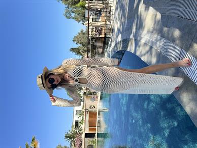 Ahşap Halka Detay Bej Tiko Elbise