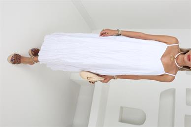 Askılı Beyaz Kraşlı Elbise