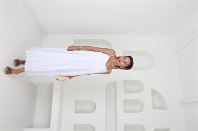 Askılı Beyaz Kraşlı Elbise