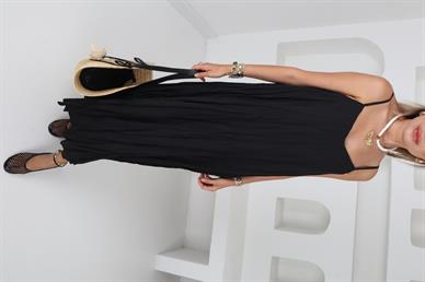 Askılı Siyah Kraşlı Elbise