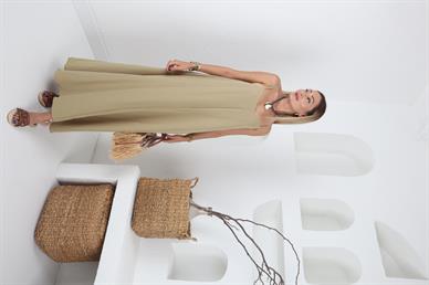 Askılı Yağ Yeşili Elbise