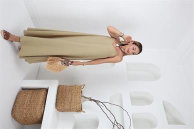 Askılı Yağ Yeşili Elbise