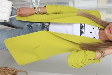 Atlas Kolu Büzgülü Olive Blazer Ceket