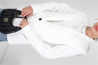 Atlas Tek Düğme Beyaz Blazer Ceket