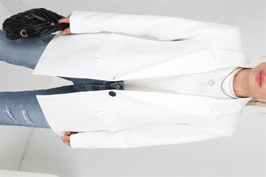 Atlas Tek Düğme Beyaz Blazer Ceket