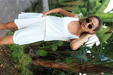 Atlet Askı Ekru Şortlu Penye Takım