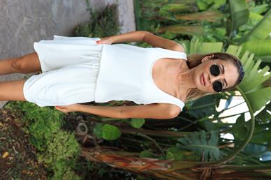 Atlet Askı Ekru Şortlu Penye Takım